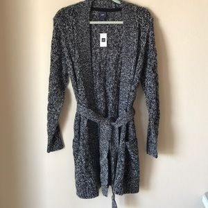 GAP Black/White Wrap Sweater